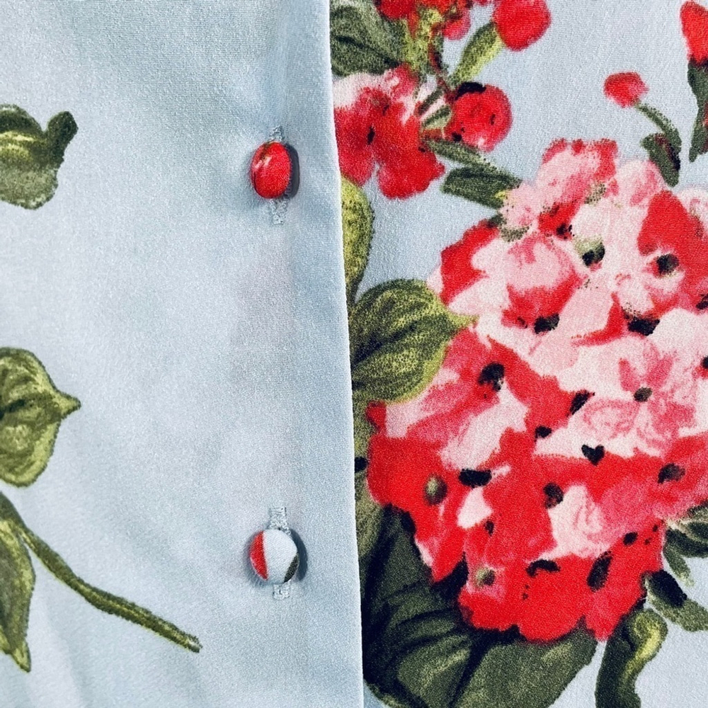 MINE Baby Blue Floral Short Sleeve Button Down Dress - Picture 5 of 9